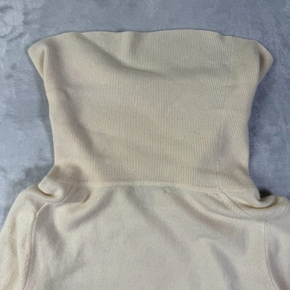 Charter‎ Club 100% Two Ply Cashmere Sweater Women's Small Ivory Beige Turtleneck